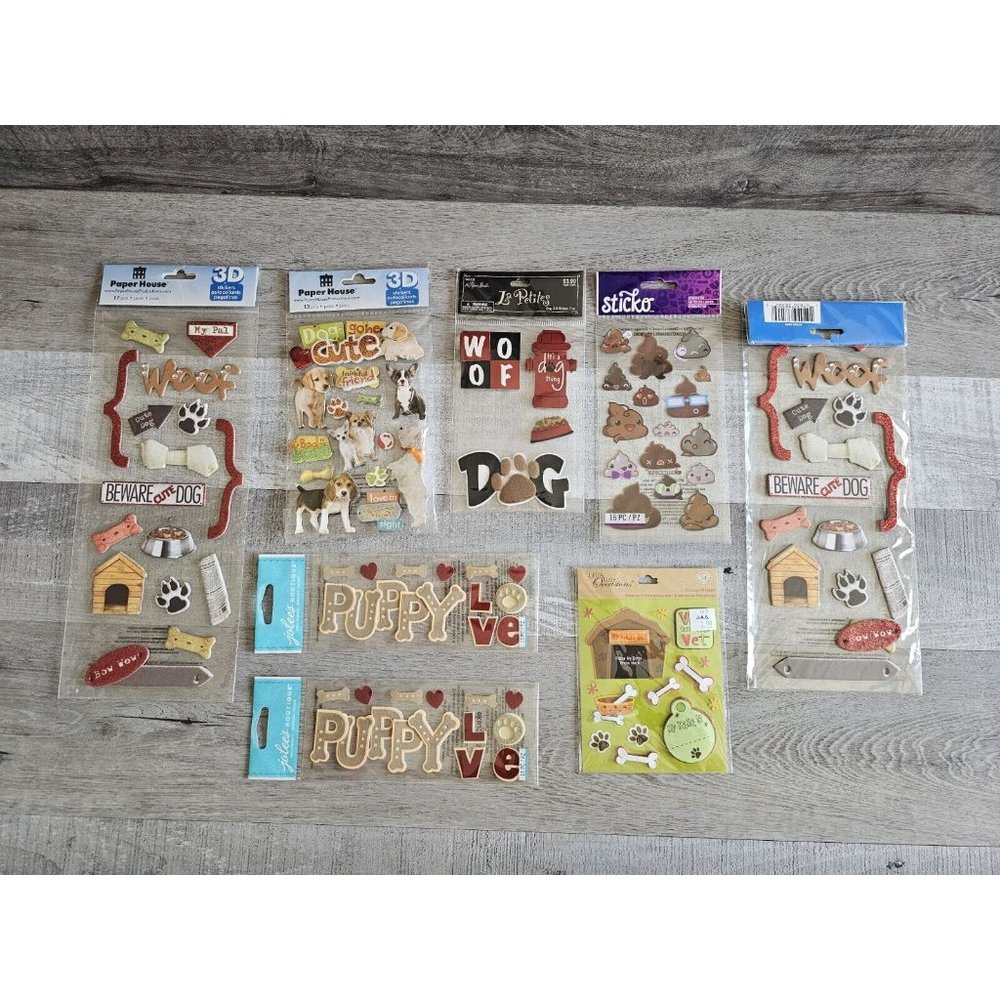 Sticker Lot - Dog Puppy Love Dogs Pets Scrapbooking 3D Stickers Jolee's RARE #18